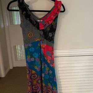 Papillon tank dress with ruffles and tie